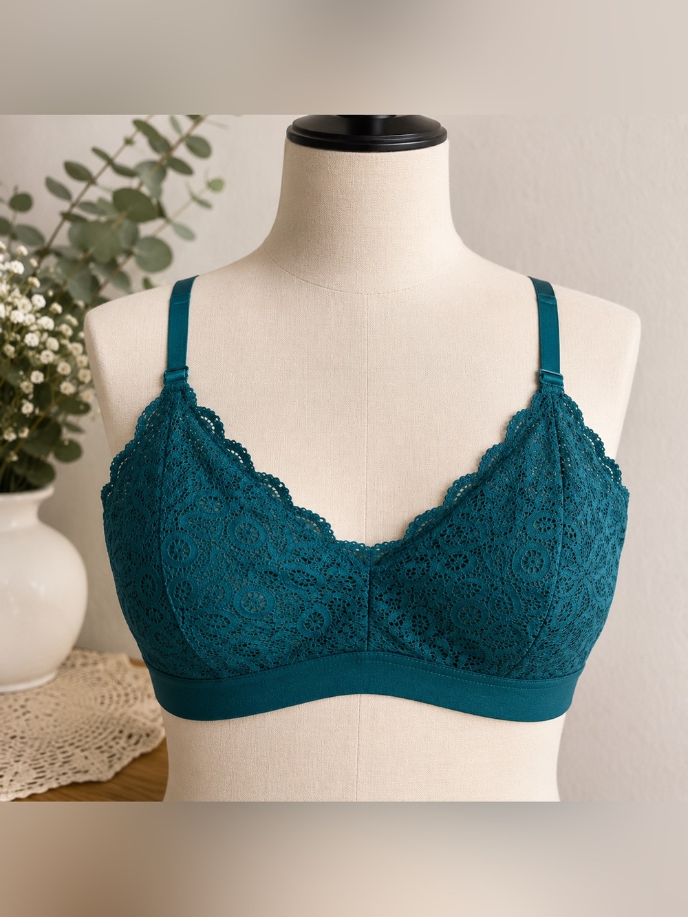 Colsie Teal Lace Bralette with Adjustable Straps